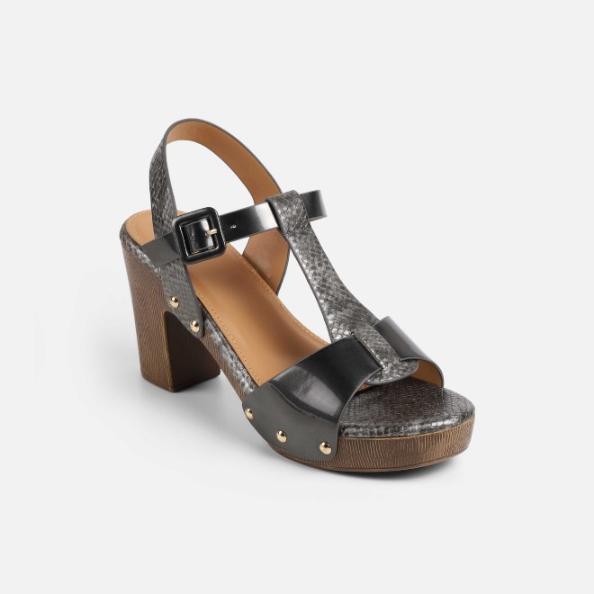 Mochi Women Gun-metal Casual Sandals (SKU: 34-413-29-38)