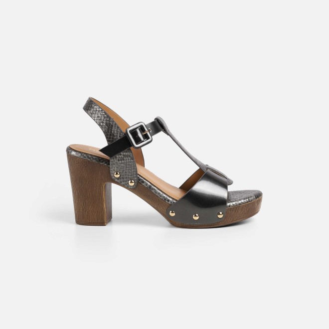 Mochi Women Gun-metal Casual Sandals (SKU: 34-413-29-38)