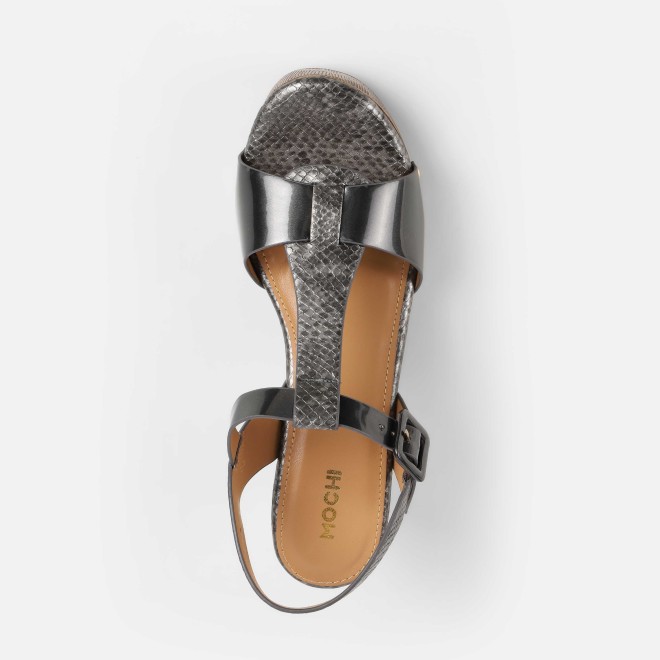 Mochi Women Gun-metal Casual Sandals (SKU: 34-413-29-38)