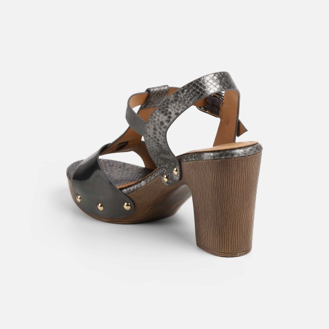 Mochi Women Gun-metal Casual Sandals (SKU: 34-413-29-38)