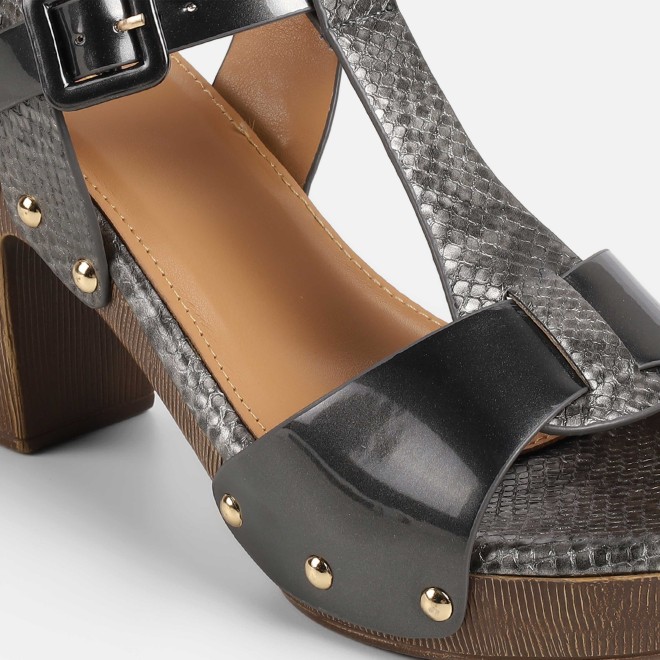 Mochi Women Gun-metal Casual Sandals (SKU: 34-413-29-38)
