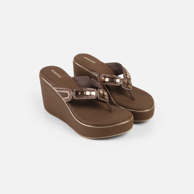 Mochi Women Brown Casual Slip Ons (SKU: 34-414-12-36)
