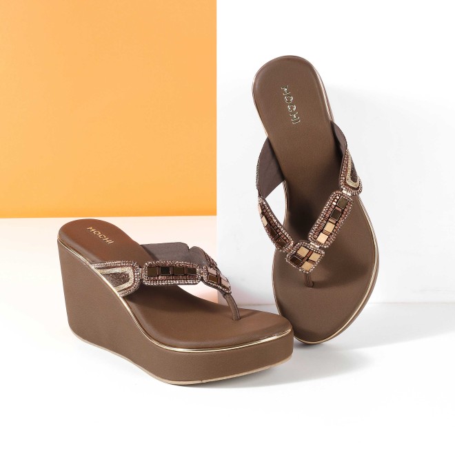 Mochi Women Brown Casual Slip Ons