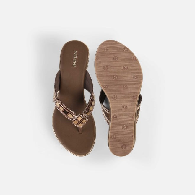 Mochi Women Brown Casual Slip Ons (SKU: 34-414-12-36)