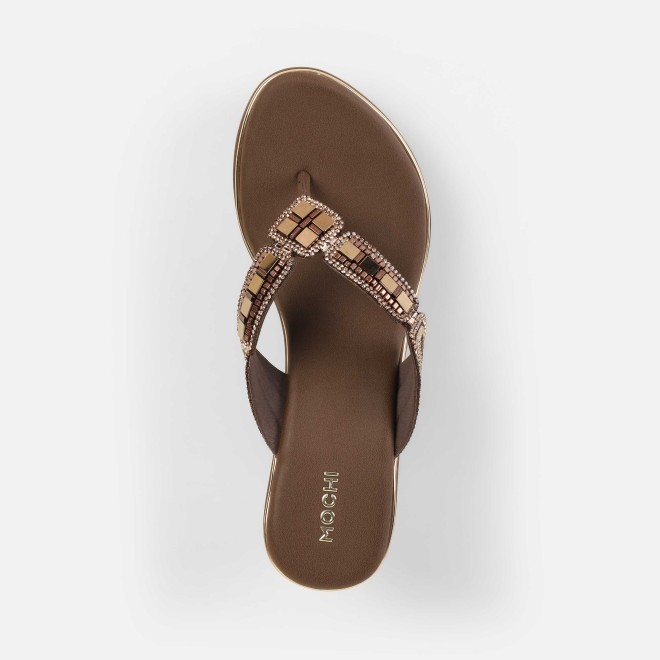 Mochi Women Brown Casual Slip Ons (SKU: 34-414-12-36)