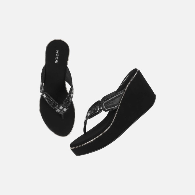Mochi Women Black Casual Slip Ons (SKU: 34-414-11-36)