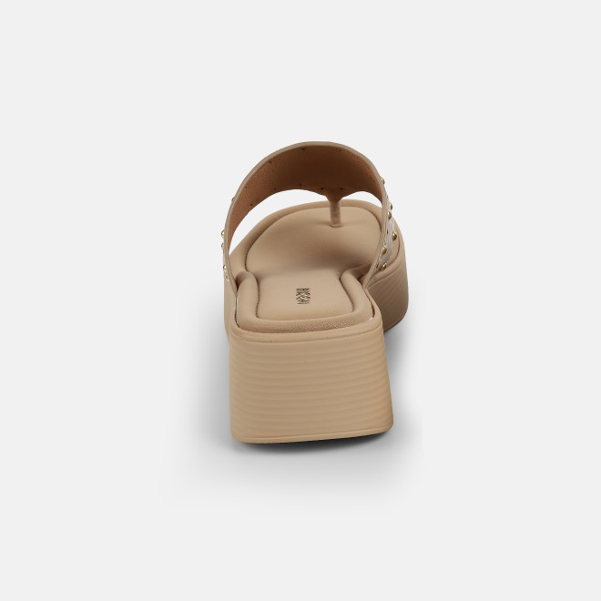 Mochi Women Beige Casual Slippers (SKU: 34-416-20-36)