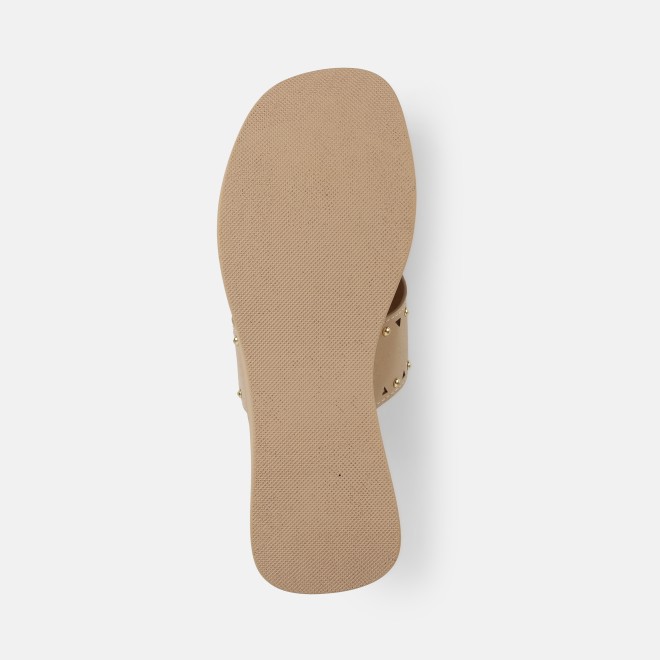 Mochi Women Beige Casual Slippers (SKU: 34-416-20-36)