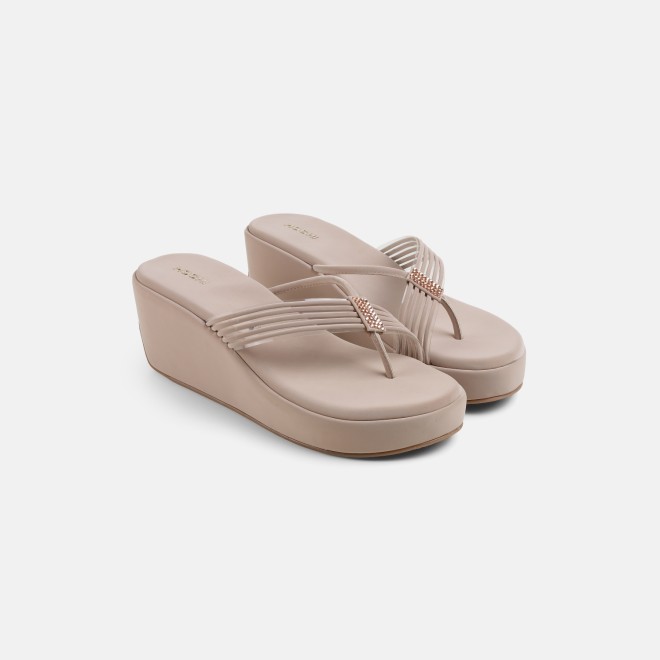 Mochi Women Beige Casual Slip Ons (SKU: 34-418-20-36)