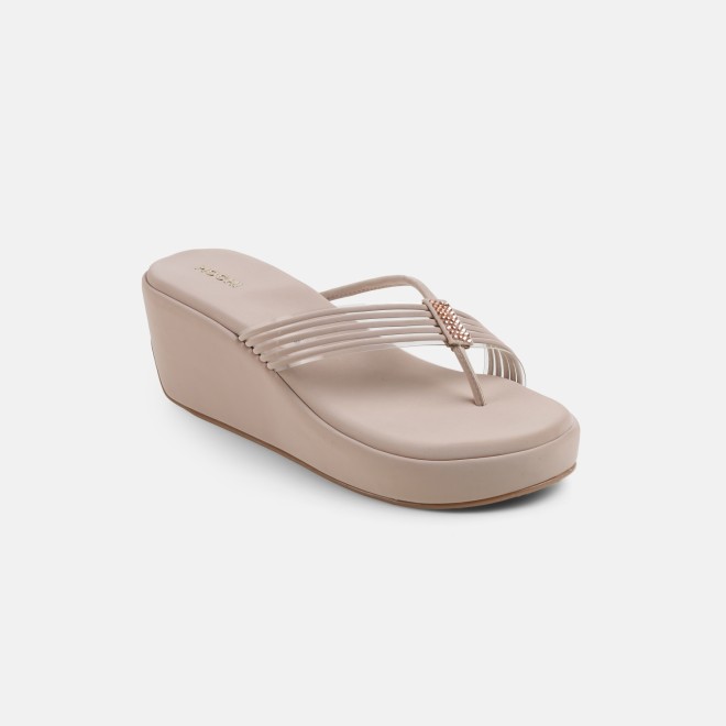 Mochi Women Beige Casual Slip Ons (SKU: 34-418-20-36)