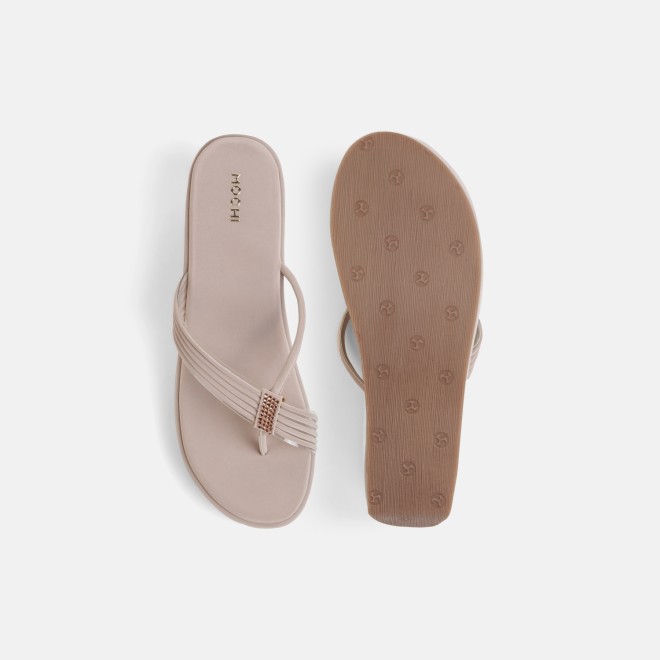 Mochi Women Beige Casual Slip Ons (SKU: 34-418-20-36)