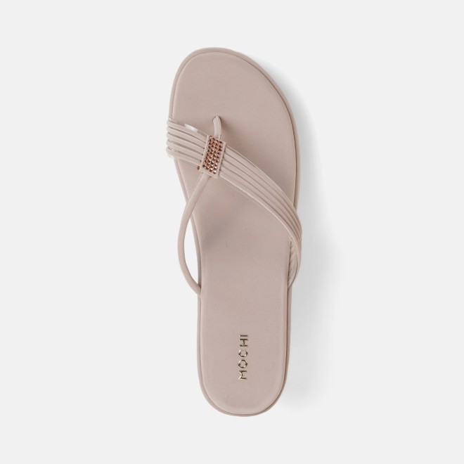 Mochi Women Beige Casual Slip Ons (SKU: 34-418-20-36)
