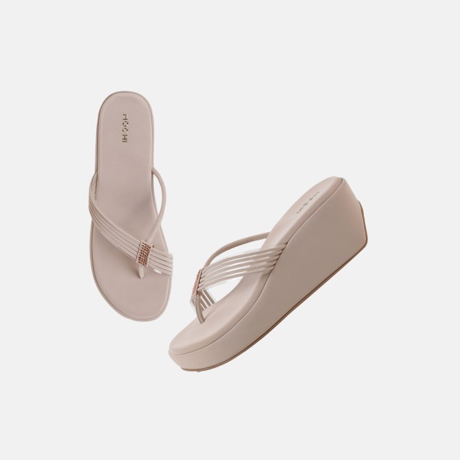 Mochi Women Beige Casual Slip Ons (SKU: 34-418-20-36)