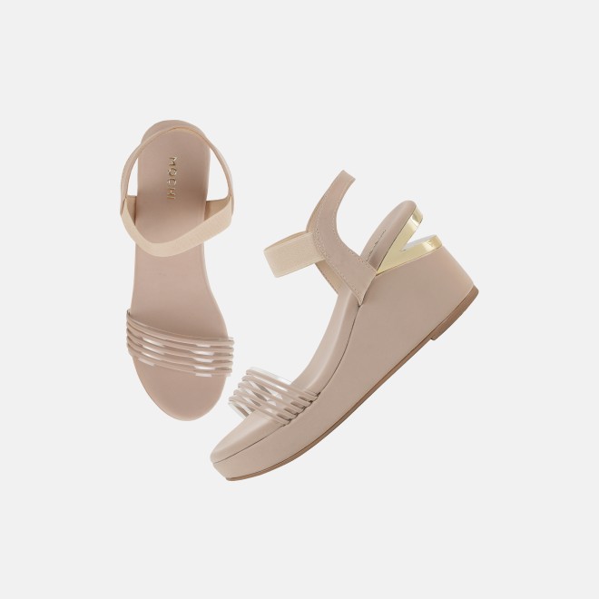 Mochi Women Beige Casual Sandals (SKU: 34-419-20-35)