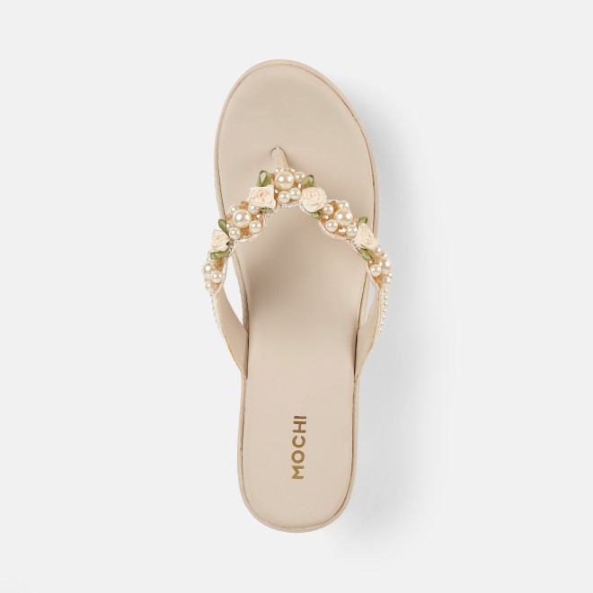 Mochi Women Beige Casual Slip Ons (SKU: 34-421-20-36)