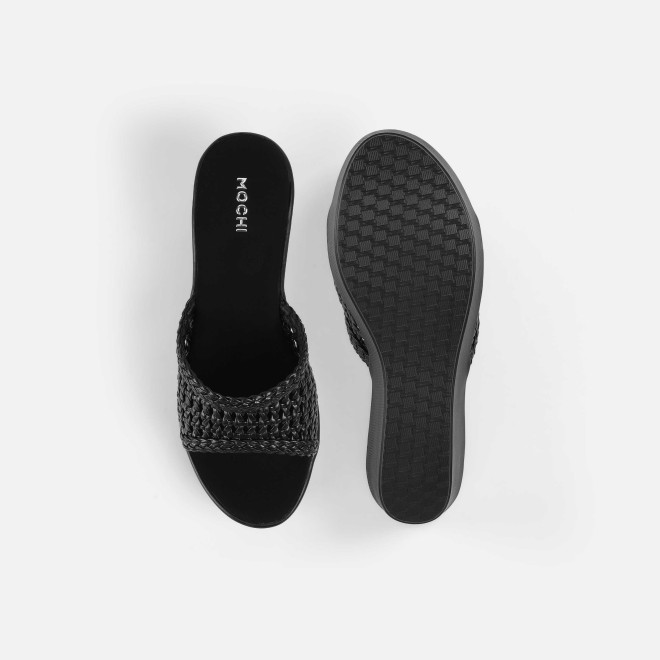 Mochi Women Black Casual Slip Ons (SKU: 34-428-11-39)