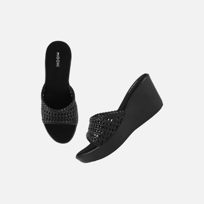 Mochi Women Black Casual Slip Ons (SKU: 34-428-11-39)