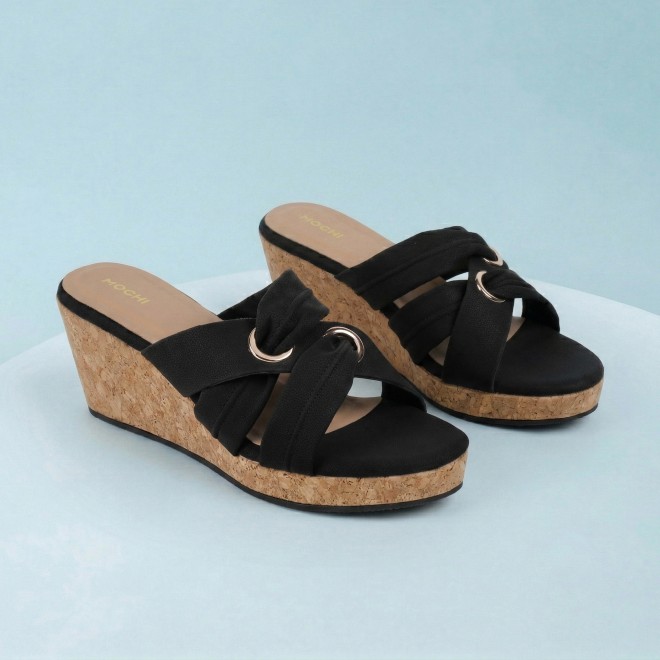 Mochi Women Black Casual Slip Ons