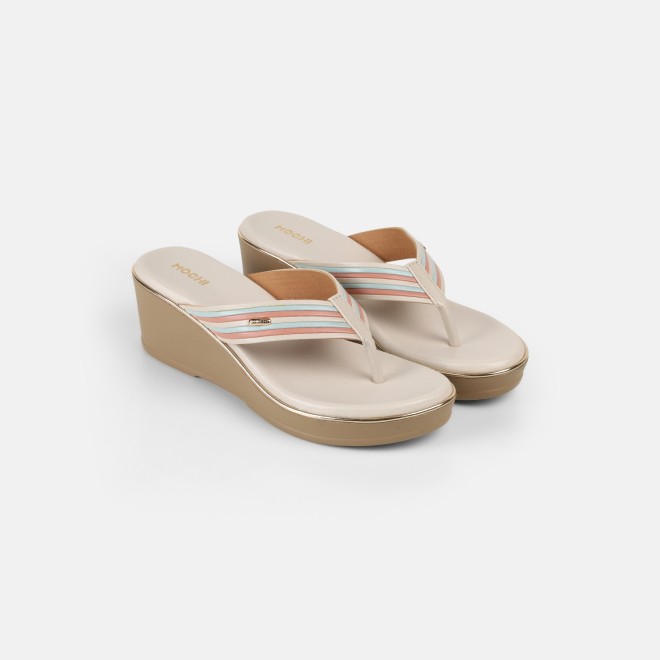 Mochi Women Beige Casual Slippers (SKU: 34-449-20-36)