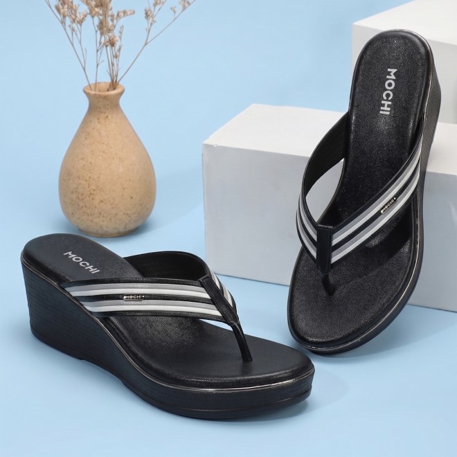 Mochi Women Black Casual Slippers