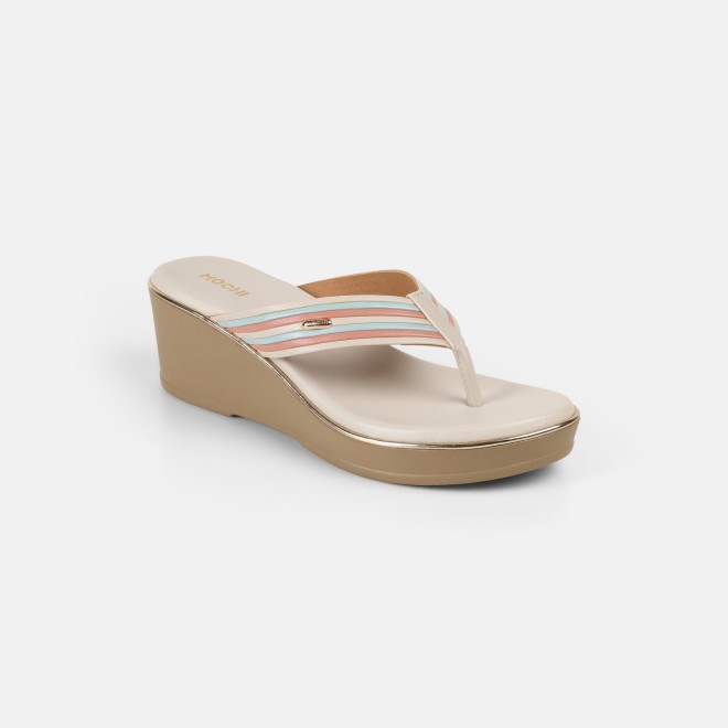 Mochi Women Beige Casual Slippers (SKU: 34-449-20-36)