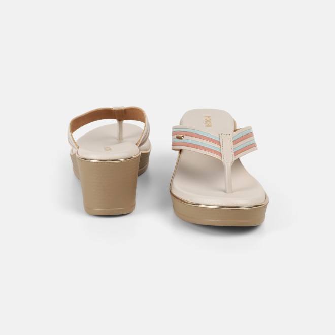Mochi Women Beige Casual Slippers (SKU: 34-449-20-36)