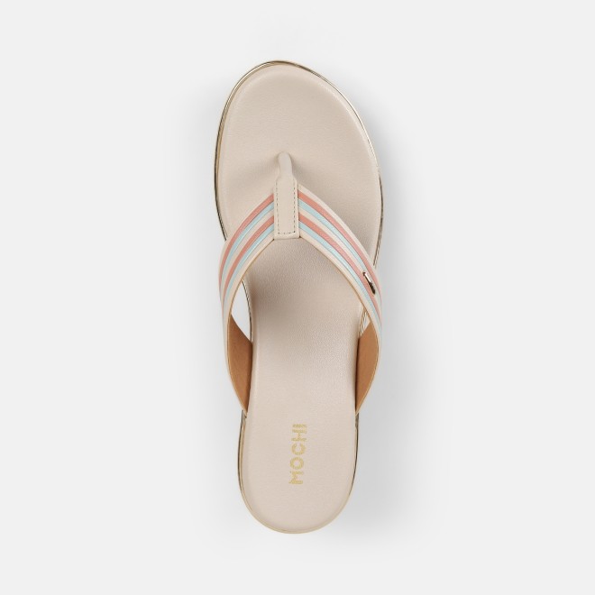 Mochi Women Beige Casual Slippers (SKU: 34-449-20-36)