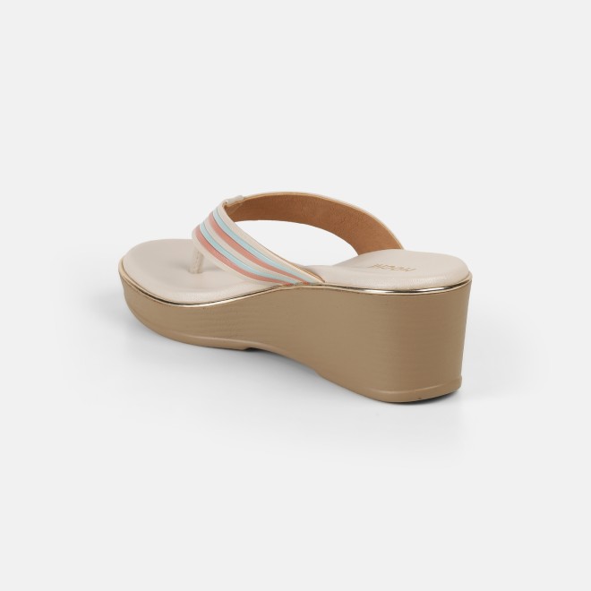 Mochi Women Beige Casual Slippers (SKU: 34-449-20-36)
