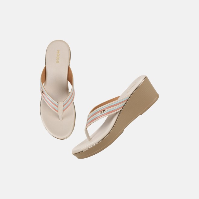 Mochi Women Beige Casual Slippers (SKU: 34-449-20-36)