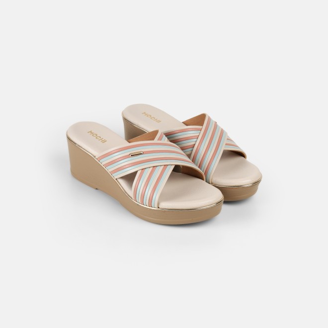 Mochi Women Beige Casual Slip Ons (SKU: 34-450-20-36)