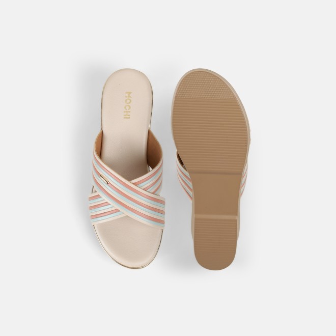Mochi Women Beige Casual Slip Ons (SKU: 34-450-20-36)