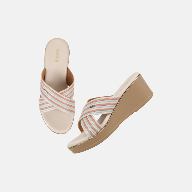 Mochi Women Beige Casual Slip Ons (SKU: 34-450-20-36)