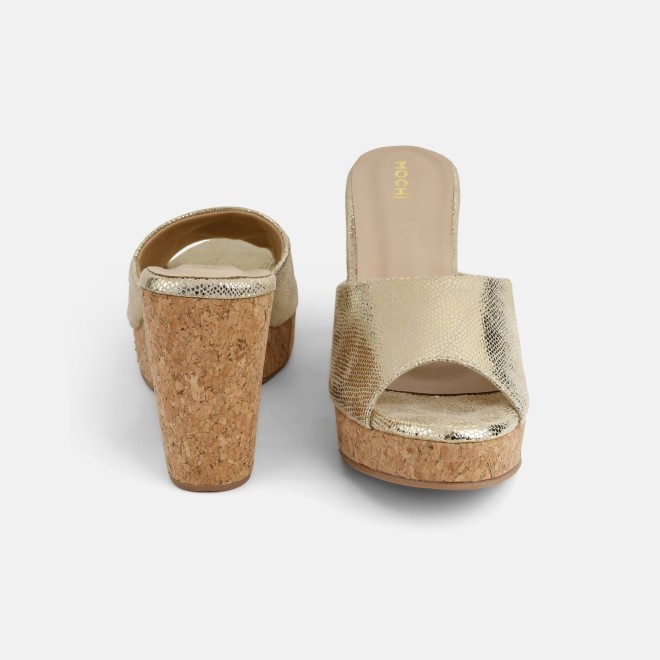 Mochi Women Gold Casual Slip Ons (SKU: 34-451-15-36)