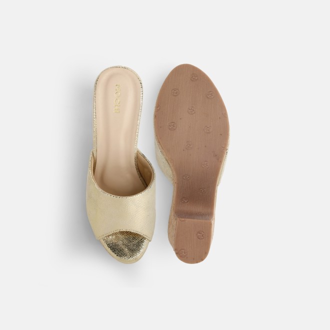 Mochi Women Gold Casual Slip Ons (SKU: 34-451-15-36)