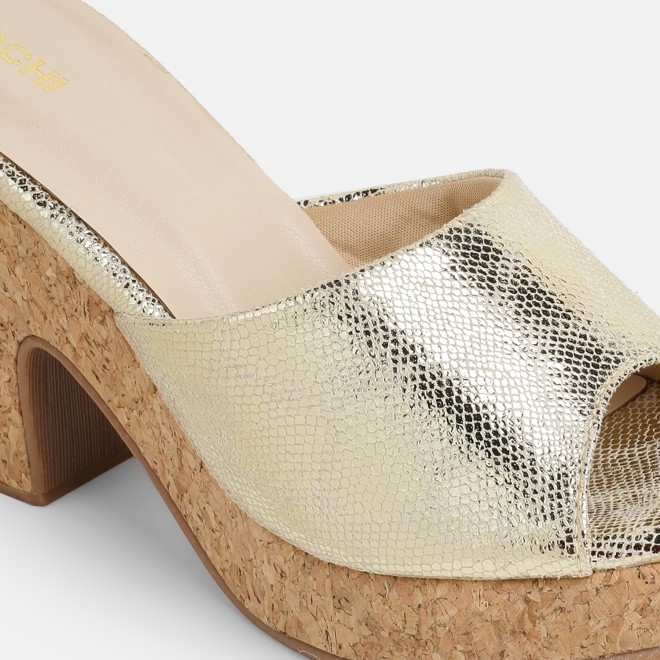 Mochi Women Gold Casual Slip Ons (SKU: 34-451-15-36)