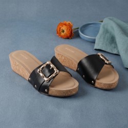 Mochi Women Black Casual Slip Ons