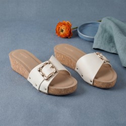 Mochi Women White Casual Slip Ons