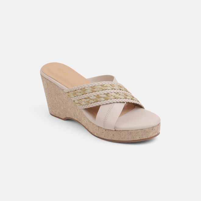 Mochi Women Beige Casual Slip Ons (SKU: 34-454-20-36)