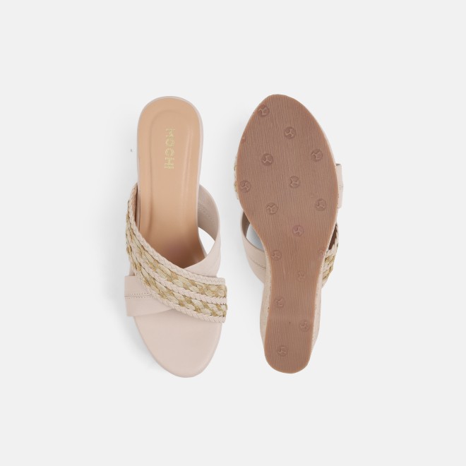 Mochi Women Beige Casual Slip Ons (SKU: 34-454-20-36)