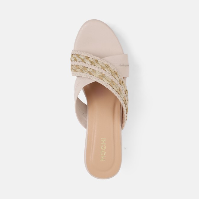 Mochi Women Beige Casual Slip Ons (SKU: 34-454-20-36)