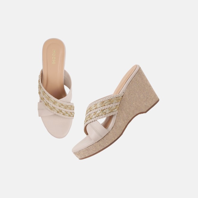 Mochi Women Beige Casual Slip Ons (SKU: 34-454-20-36)
