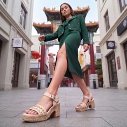 Mochi Women Beige Casual Sandals