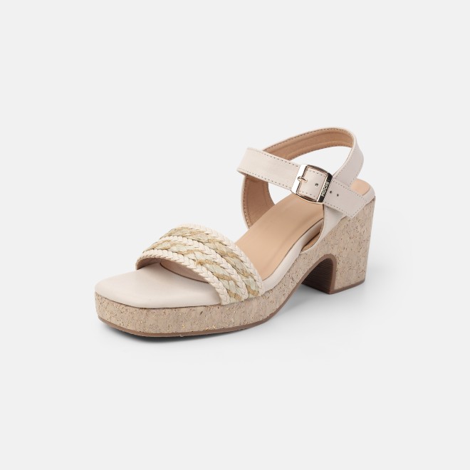 Mochi Women Beige Casual Sandals (SKU: 34-455-20-36)