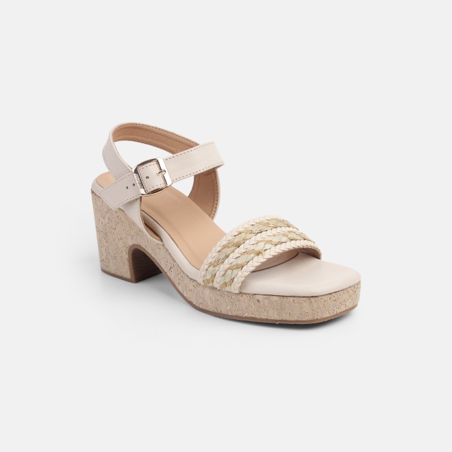 Mochi Women Beige Casual Sandals (SKU: 34-455-20-36)