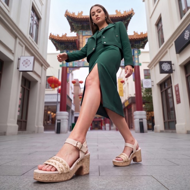 Mochi Women Beige Casual Sandals (SKU: 34-455-20-36)