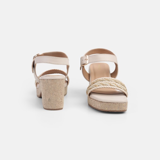 Mochi Women Beige Casual Sandals (SKU: 34-455-20-36)
