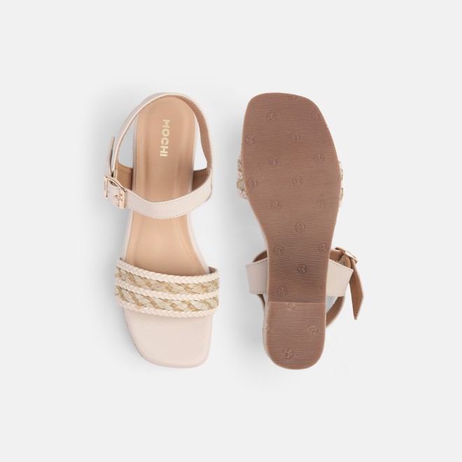 Mochi Women Beige Casual Sandals (SKU: 34-455-20-36)