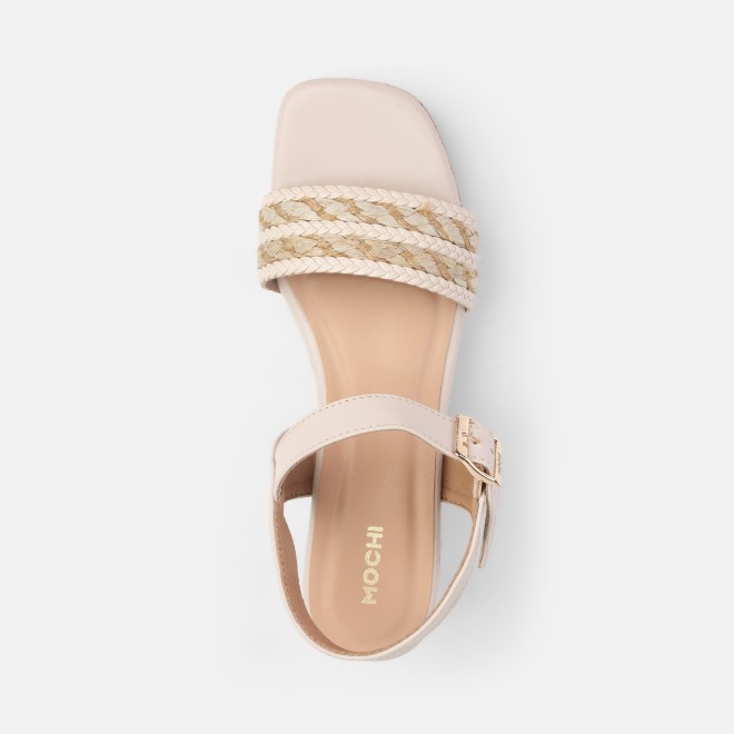 Mochi Women Beige Casual Sandals (SKU: 34-455-20-36)