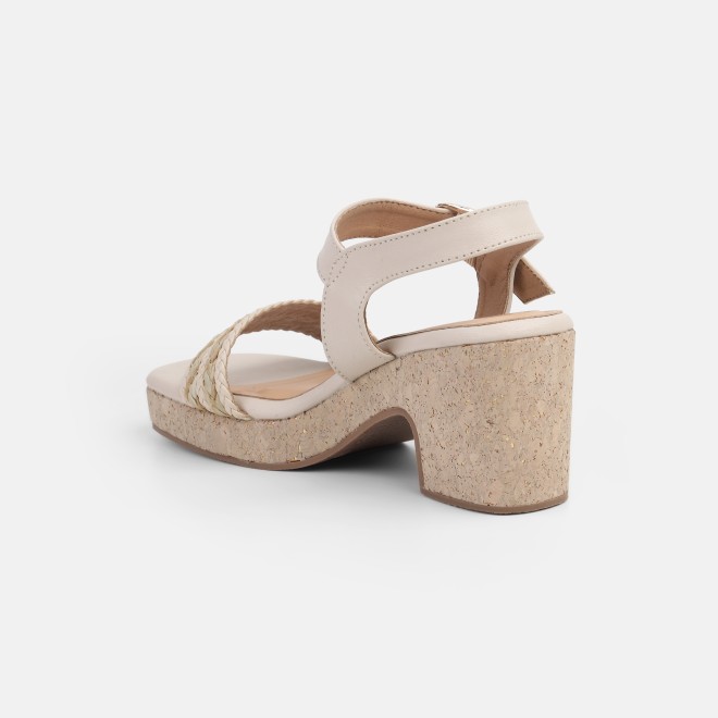 Mochi Women Beige Casual Sandals (SKU: 34-455-20-36)