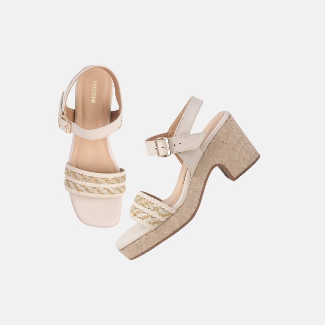 Mochi Women Beige Casual Sandals (SKU: 34-455-20-36)
